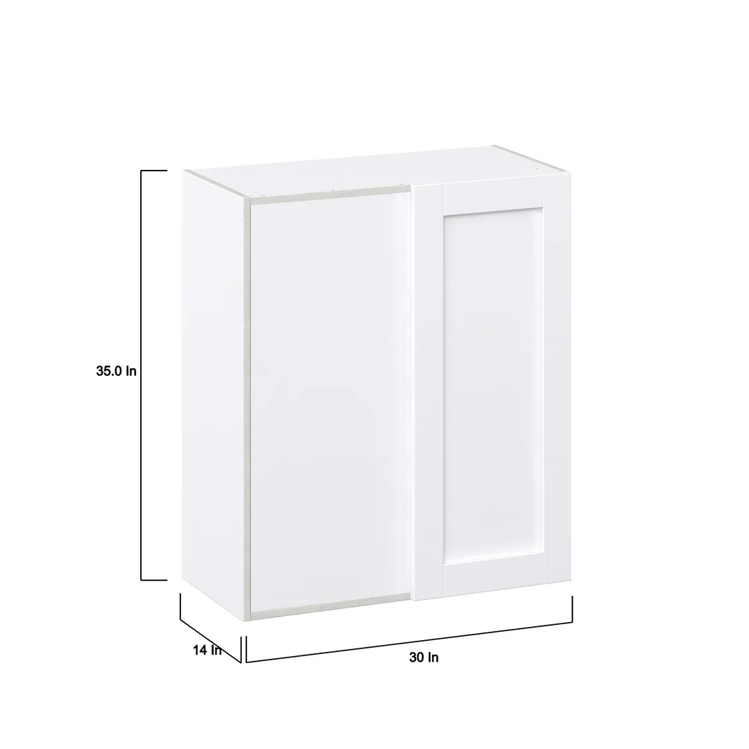 Hugo&Borg Rosemont 30-in W x 35-in H x 14-in D Glacier White Blind Wall Fully Assembled Cabinet (Recessed Panel Shaker Door Style), photo 4 of 14