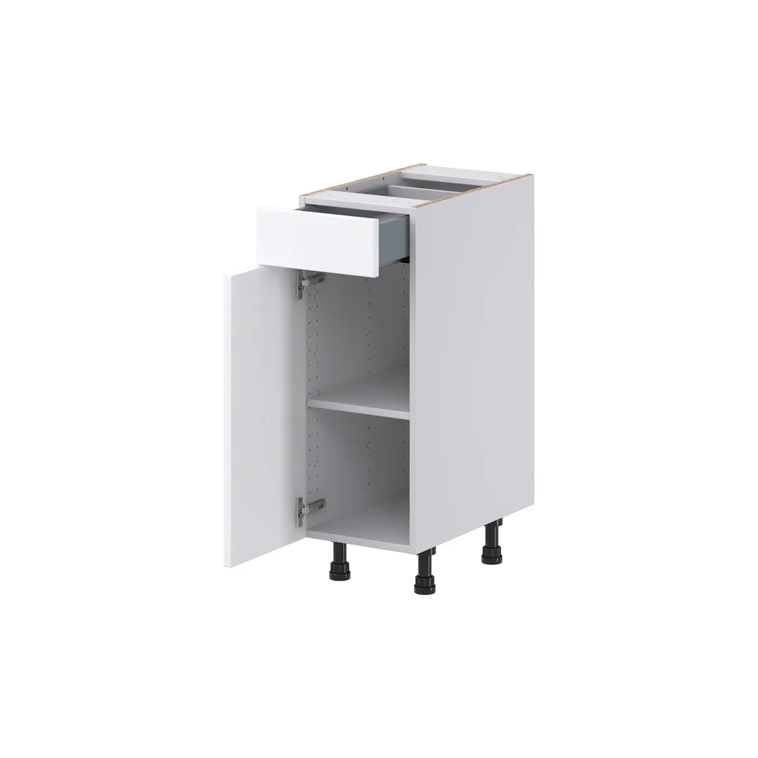 Hugo&Borg Lasalle 12-in W x 34.5-in H x 21-in D Bright White Slab 1-Drawer Base Fully Assembled Cabinet (Flat Panel Slab Door Style), photo 6 of 13