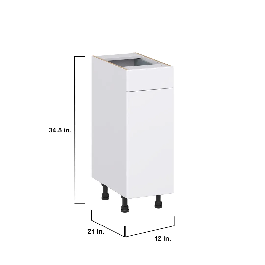 Hugo&Borg Lasalle 12-in W x 34.5-in H x 21-in D Bright White Slab 1-Drawer Base Fully Assembled Cabinet (Flat Panel Slab Door Style), photo 4 of 13