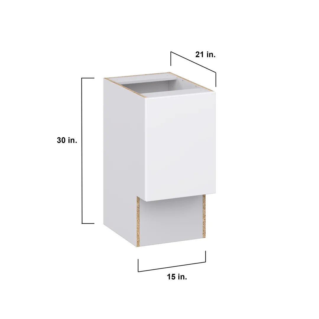 Hugo&Borg Lasalle 15-in W x 34.5-in H x 21-in D Bright White Slab Base Fully Assembled Cabinet (Flat Panel Slab Door Style), photo 4 of 13