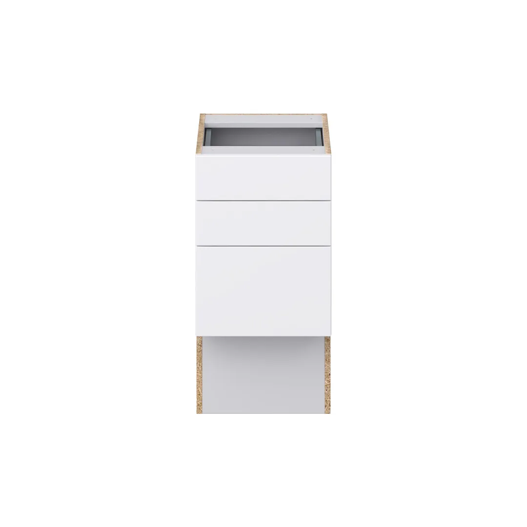 Hugo&Borg Lasalle 15-in W x 30-in H x 21-in D Bright White Slab 3-Drawer Base Fully Assembled Cabinet (Flat Panel Style), photo 7 of 13