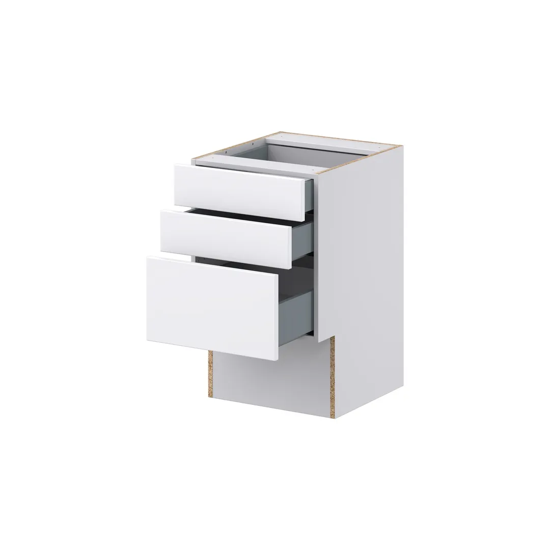 Hugo&Borg Lasalle 18-in W x 30-in H x 21-in D Bright White Slab 3-Drawer Base Fully Assembled Cabinet (Flat Panel Style), photo 6 of 13