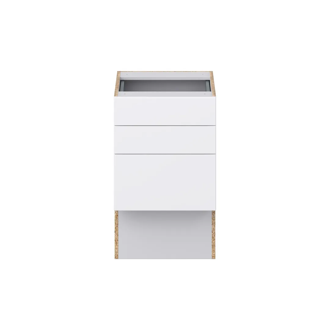 Hugo&Borg Lasalle 18-in W x 30-in H x 21-in D Bright White Slab 3-Drawer Base Fully Assembled Cabinet (Flat Panel Style), photo 7 of 13