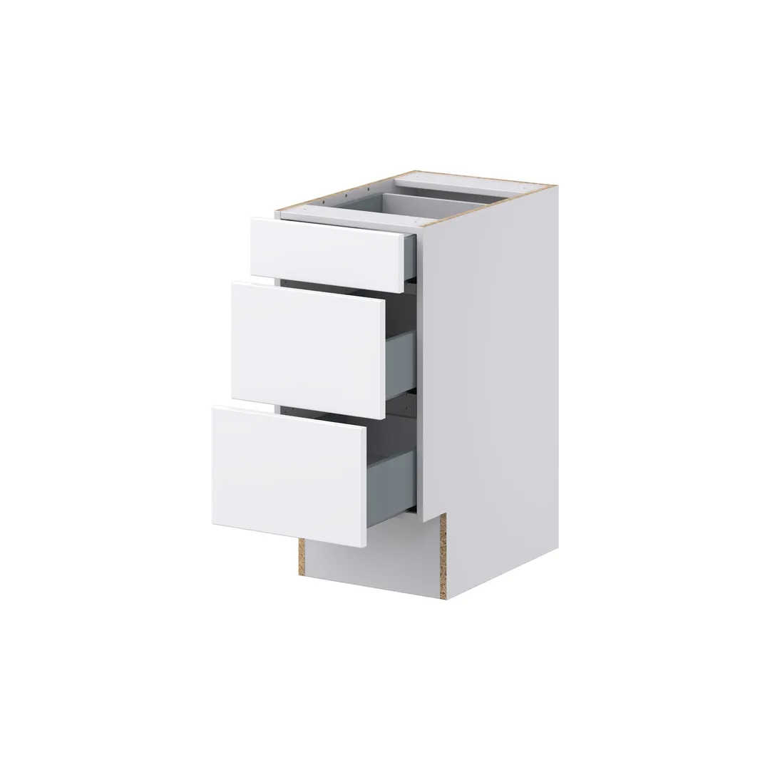 Hugo&Borg Lasalle 15-in W x 32.5-in H x 25-in D Bright White Slab 3-Drawer Base Fully Assembled Cabinet (Flat Panel Style), photo 6 of 13