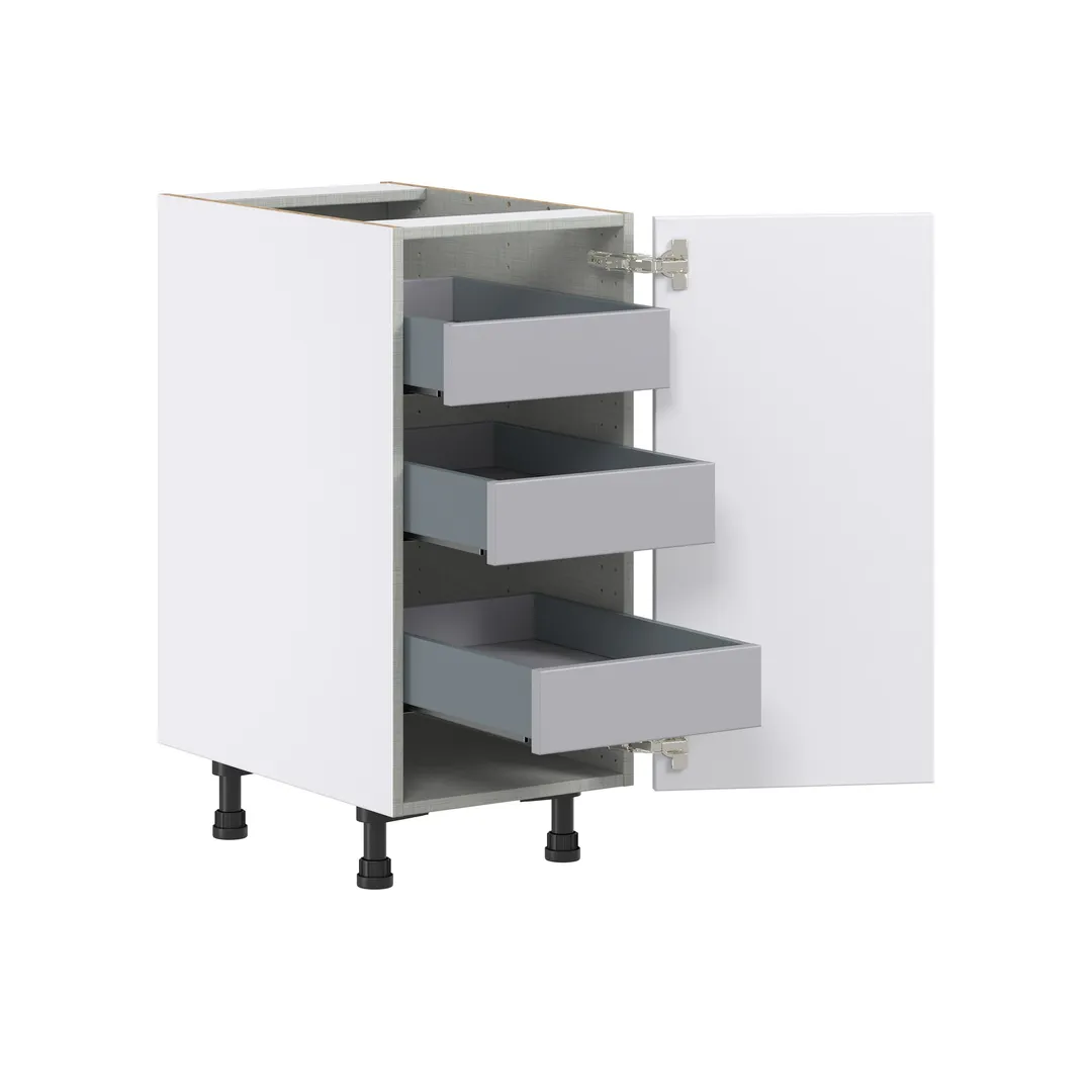 Hugo&Borg Lasalle 15-in W x 34.5-in H x 24-in D Bright White Slab 3-Drawers Base Fully Assembled Cabinet (Flat Panel Slab Style), photo 6 of 13