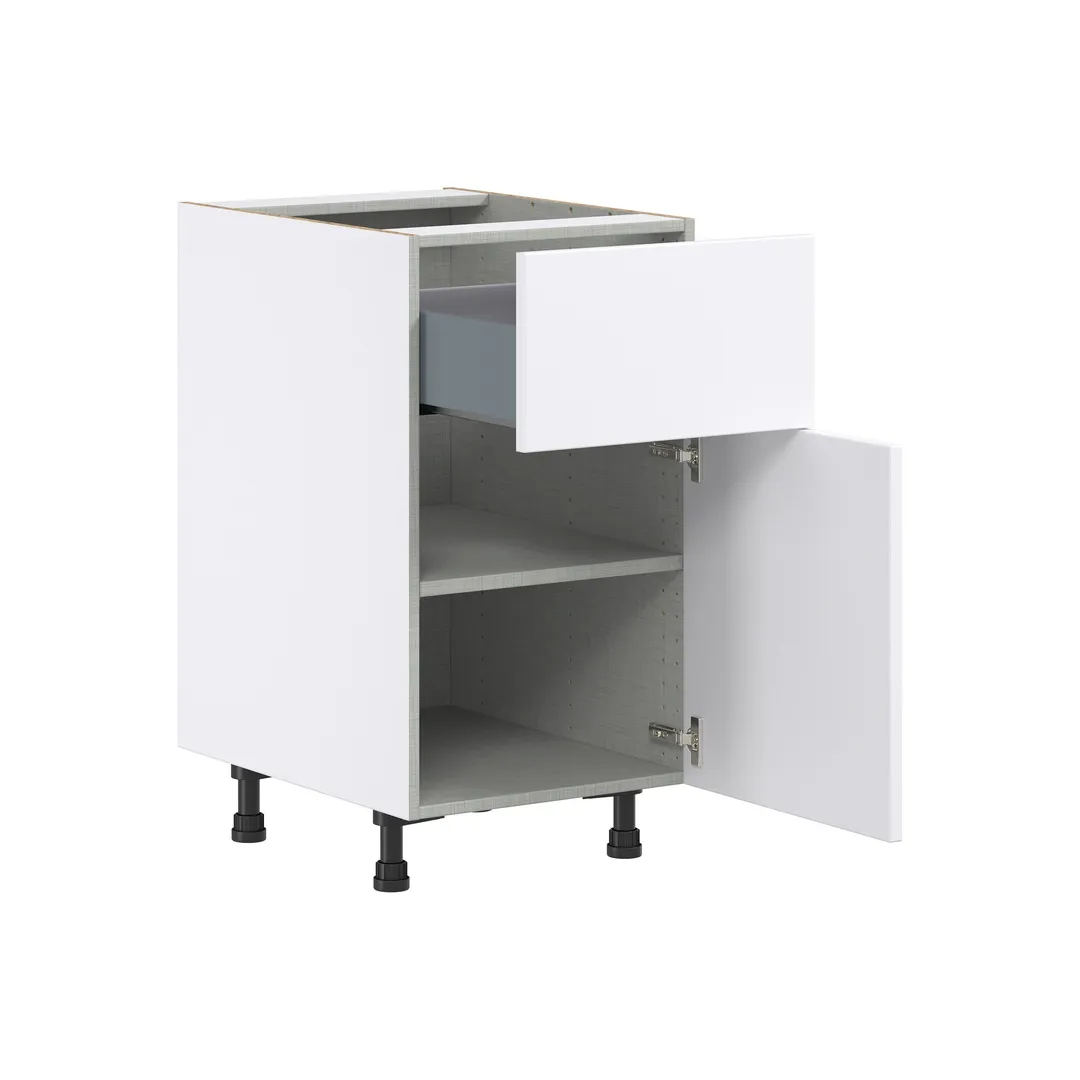 Hugo&Borg Lasalle 18-in W x 34.5-in H x 24-in D Bright White Slab 1-Drawer Base Fully Assembled Cabinet (Flat Panel Slab Style), photo 6 of 13