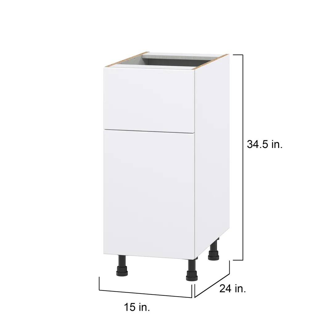 Hugo&Borg Lasalle 15-in W x 34.5-in H x 24-in D Bright White Slab 1-Drawer Base Fully Assembled Cabinet (Flat Panel Slab Style), photo 4 of 13