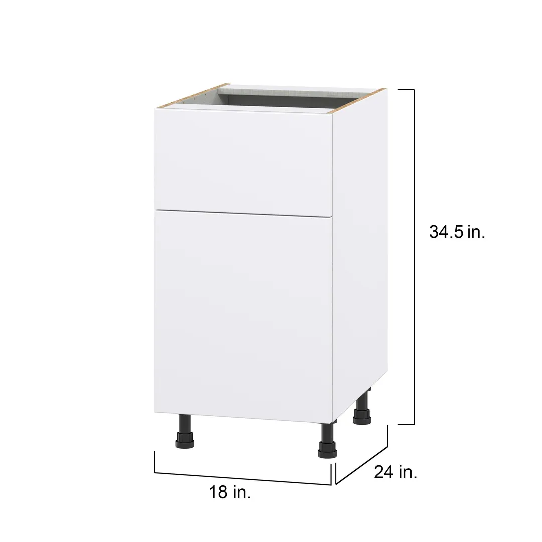 Hugo&Borg Lasalle 18-in W x 34.5-in H x 24-in D Bright White Slab 1-Drawer Base Fully Assembled Cabinet (Flat Panel Slab Style), photo 4 of 13