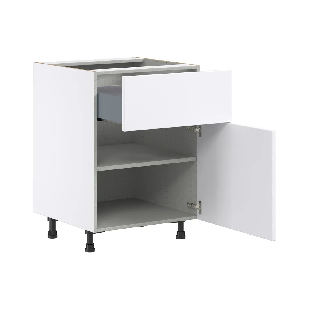Hugo&Borg Lasalle 24-in W x 34.5-in H x 24-in D Bright White Slab 1-Drawer Base Fully Assembled Cabinet (Flat Panel Slab Style), photo 6 of 13
