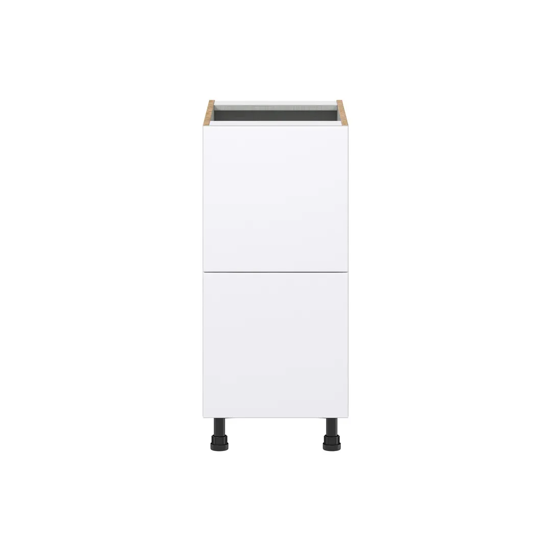 Hugo&Borg Lasalle 15-in W x 34.5-in H x 24-in D Bright White Slab 2-Drawer Base Fully Assembled Cabinet (Flat Panel Style), photo 7 of 13