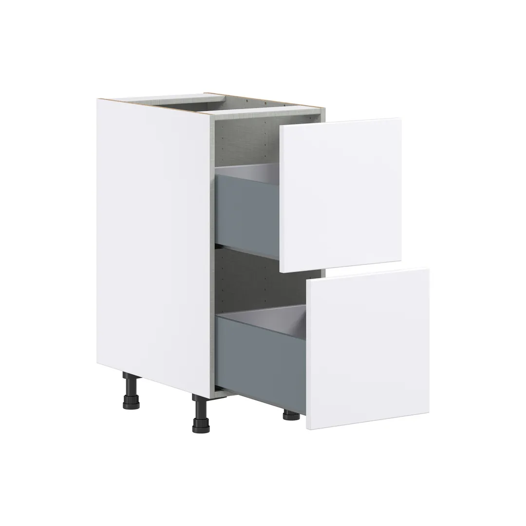 Hugo&Borg Lasalle 15-in W x 34.5-in H x 24-in D Bright White Slab 2-Drawer Base Fully Assembled Cabinet (Flat Panel Style), photo 6 of 13