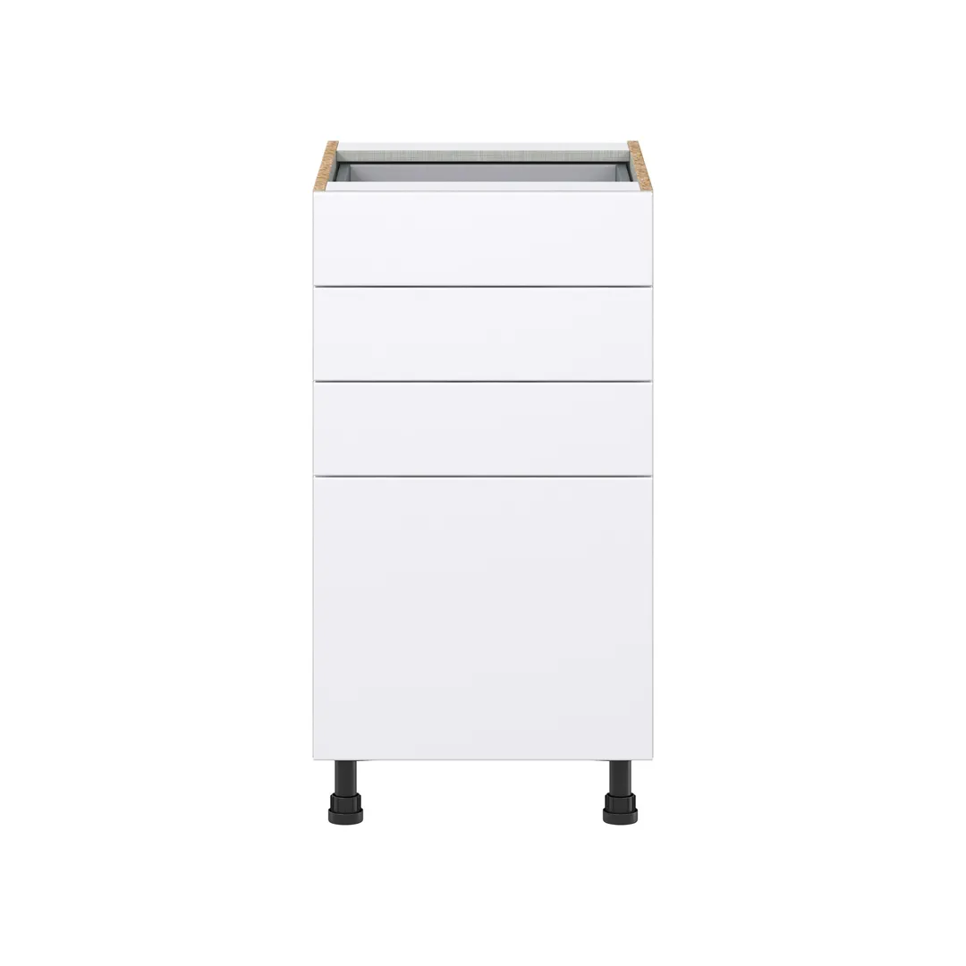 Hugo&Borg Lasalle 18-in W x 34.5-in H x 24-in D Bright White Slab 4-Drawer Base Fully Assembled Cabinet (Flat Panel Style), photo 7 of 13