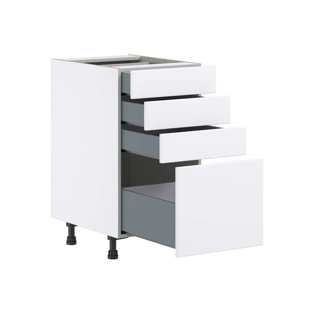 Hugo&Borg Lasalle 18-in W x 34.5-in H x 24-in D Bright White Slab 4-Drawer Base Fully Assembled Cabinet (Flat Panel Style), photo 6 of 13