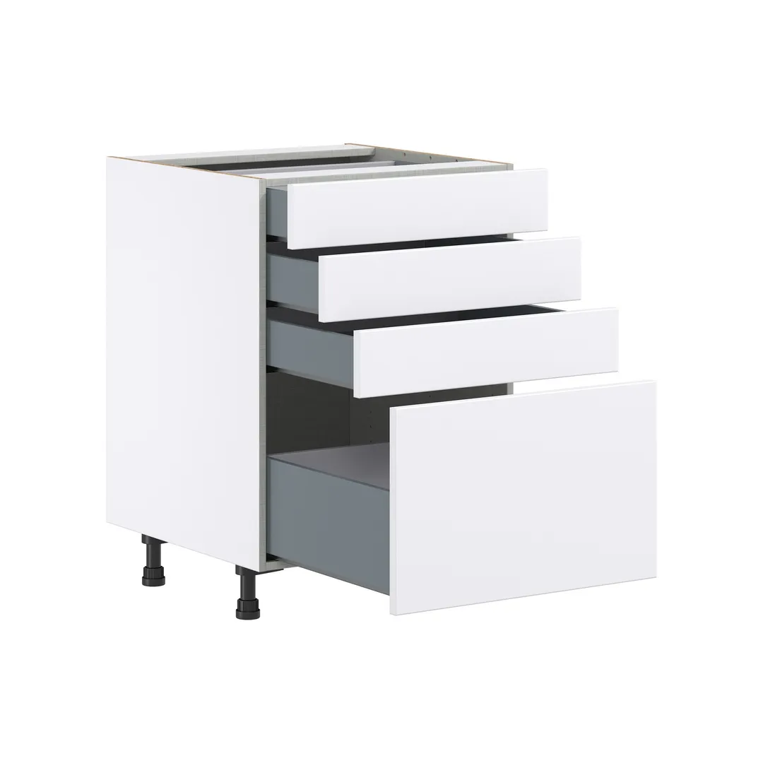 Hugo&Borg Lasalle 24-in W x 34.5-in H x 24-in D Bright White Slab 4-Drawer Base Fully Assembled Cabinet (Flat Panel Style), photo 6 of 13