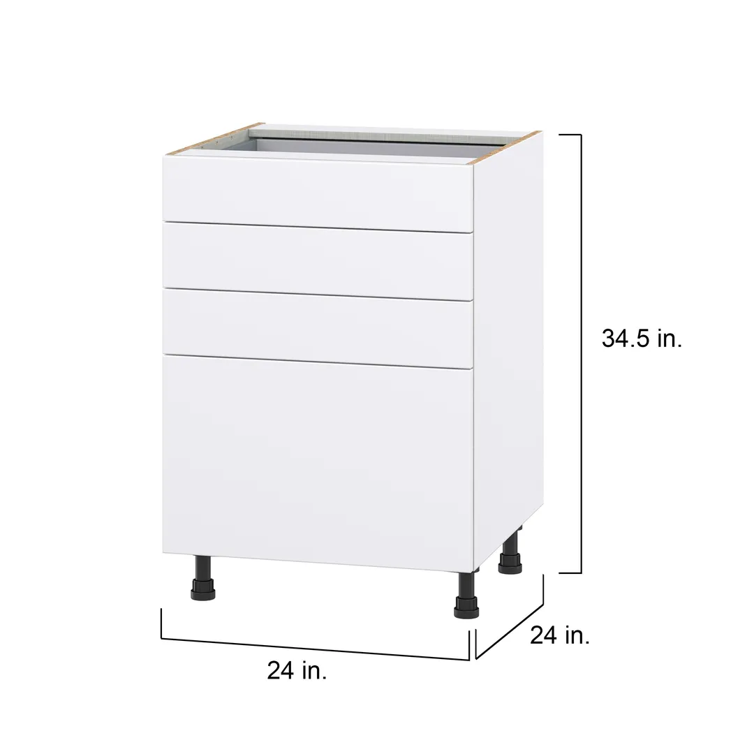 Hugo&Borg Lasalle 24-in W x 34.5-in H x 24-in D Bright White Slab 4-Drawer Base Fully Assembled Cabinet (Flat Panel Style), photo 4 of 13
