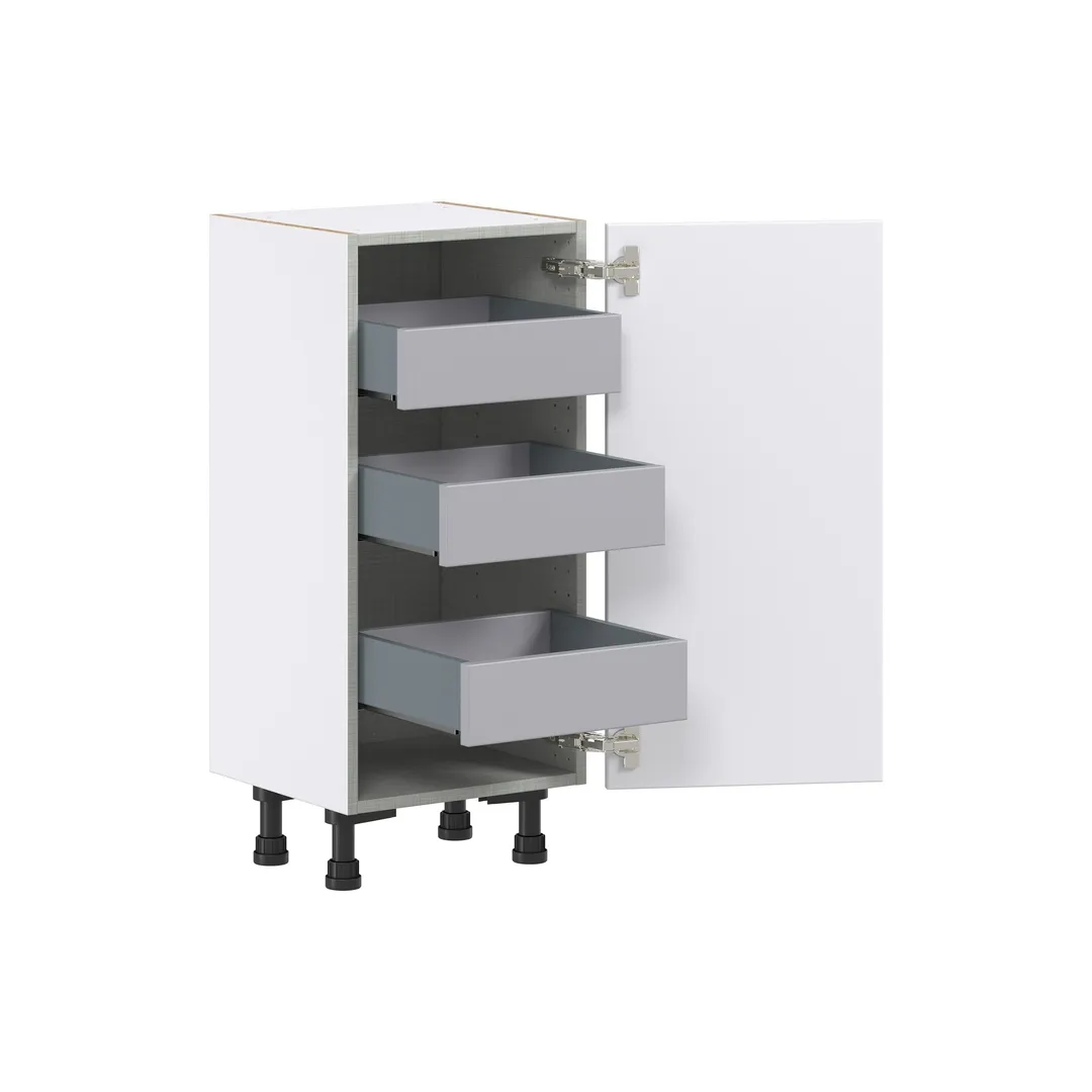 Hugo&Borg Lasalle 15-in W x 34.5-in H x 14-in D Bright White Slab 3-Drawers Base Fully Assembled Cabinet (Flat Panel Slab Style), photo 6 of 13