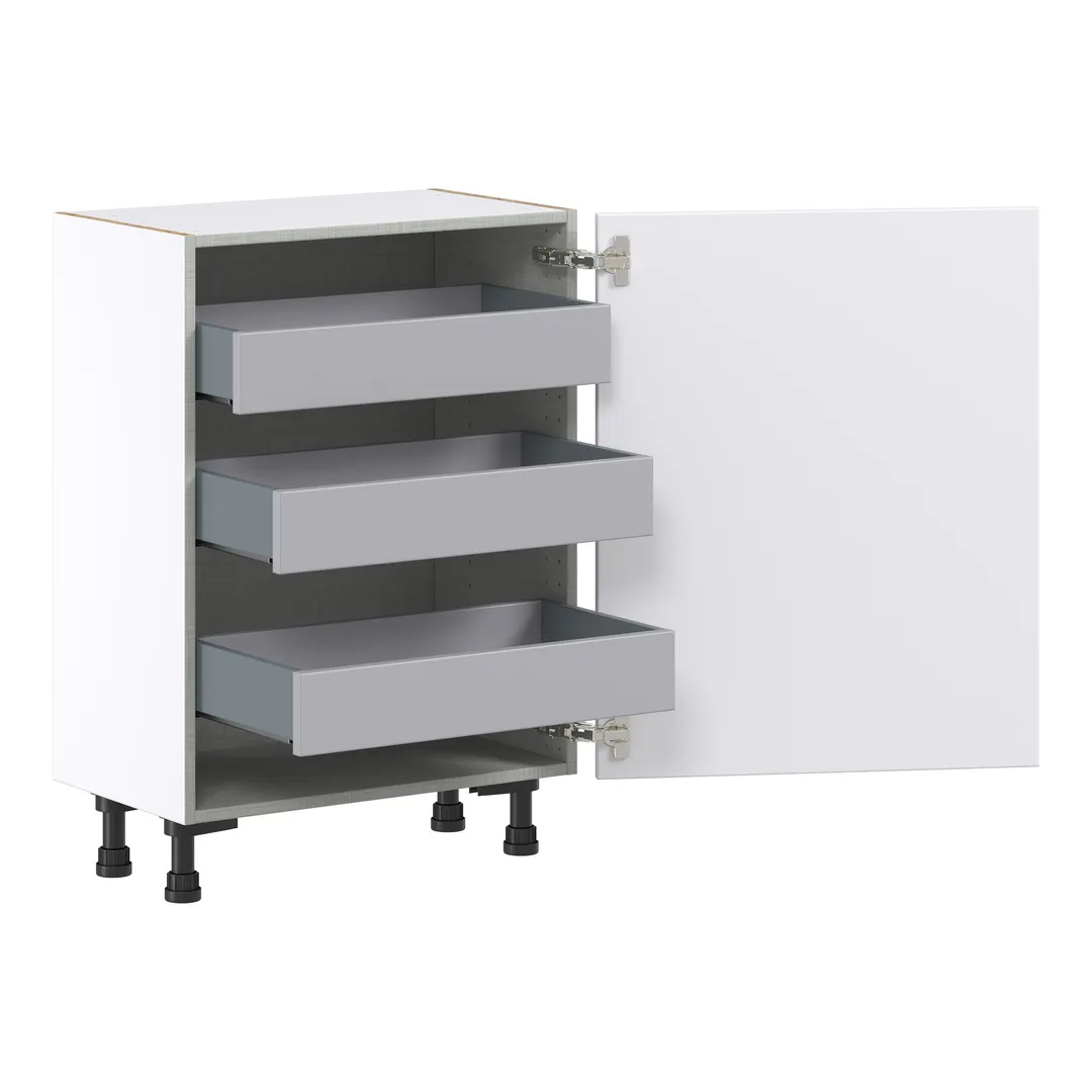 Hugo&Borg Lasalle 24-in W x 34.5-in H x 14-in D Bright White Slab 3-Drawers Base Fully Assembled Cabinet (Flat Panel Slab Style), photo 6 of 13