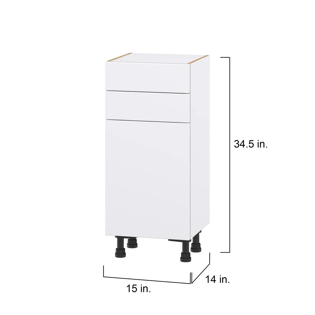 Hugo&Borg Lasalle 15-in W x 34.5-in H x 14-in D Bright White Slab 2-Drawers Base Fully Assembled Cabinet (Flat Panel Slab Style), photo 4 of 13