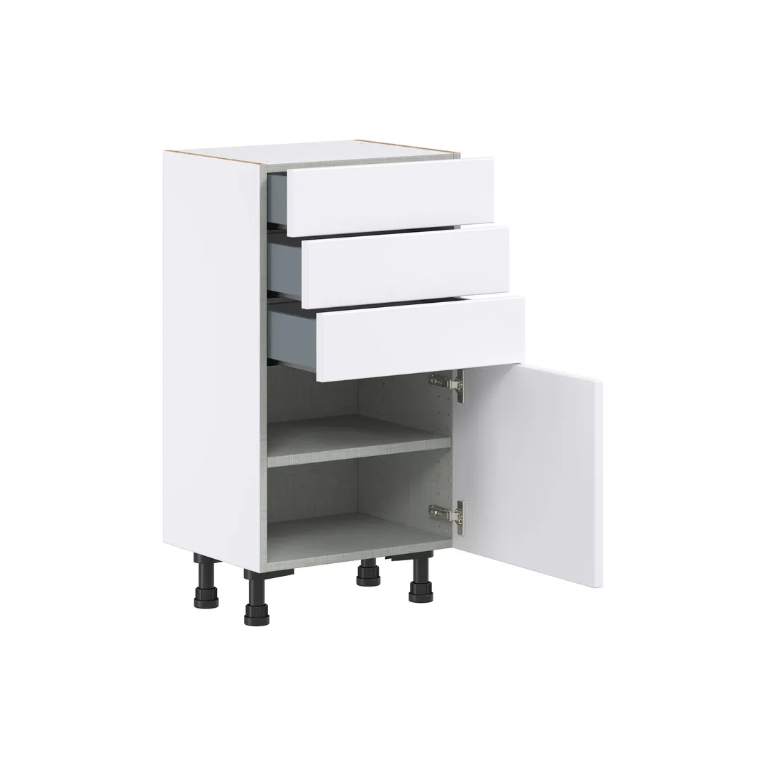 Hugo&Borg Lasalle 18-in W x 34.5-in H x 14-in D Bright White Slab 3-Drawers Base Fully Assembled Cabinet (Flat Panel Slab Style), photo 6 of 13