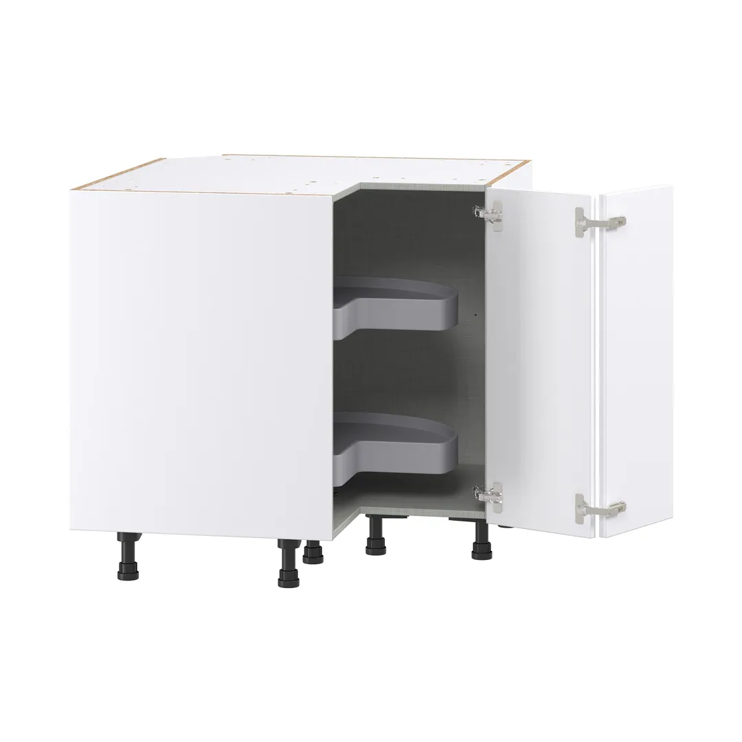 Hugo&Borg Lasalle 36-in W x 34.5-in H x 36-in D Bright White Slab Lazy Susan Corner Base Fully Assembled Cabinet (Flat Panel Slab Style), photo 6 of 13