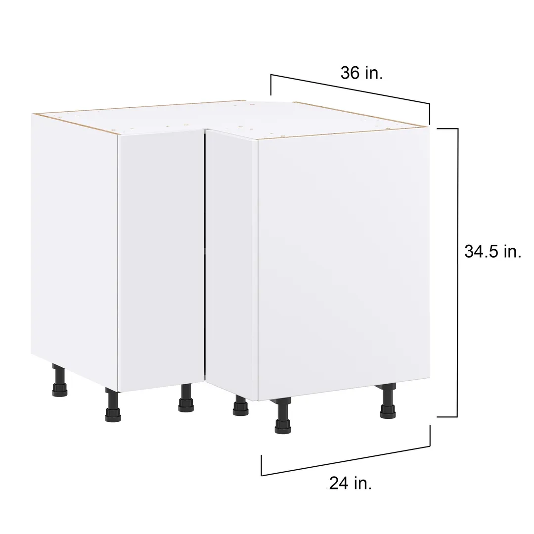 Hugo&Borg Lasalle 36-in W x 34.5-in H x 36-in D Bright White Slab Lazy Susan Corner Base Fully Assembled Cabinet (Flat Panel Slab Style), photo 4 of 13