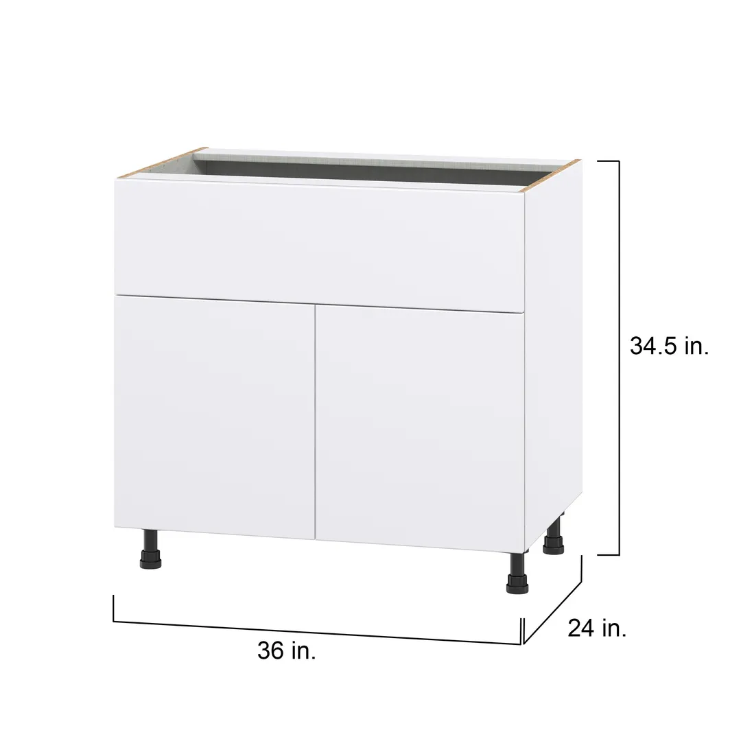Hugo&Borg Lasalle 36-in W x 34.5-in H x 24-in D Bright White Slab 1-Drawer Base Fully Assembled Cabinet (Flat Panel Slab Style), photo 4 of 13