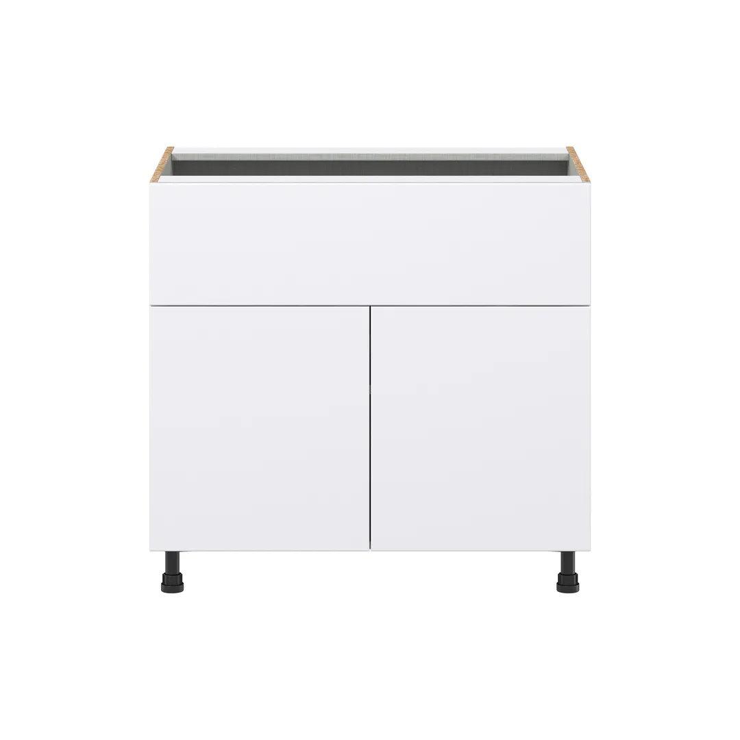 Hugo&Borg Lasalle 36-in W x 34.5-in H x 24-in D Bright White Slab 1-Drawer Base Fully Assembled Cabinet (Flat Panel Slab Style), photo 7 of 13