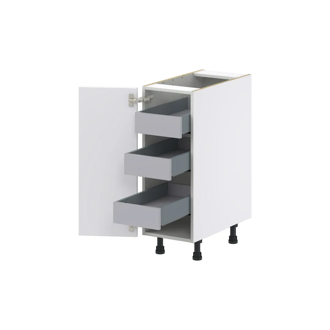 Hugo&Borg Lasalle 12-in W x 34.5-in H x 24-in D Bright White Slab 3-Drawers Base Fully Assembled Cabinet (Flat Panel Slab Style), photo 6 of 13