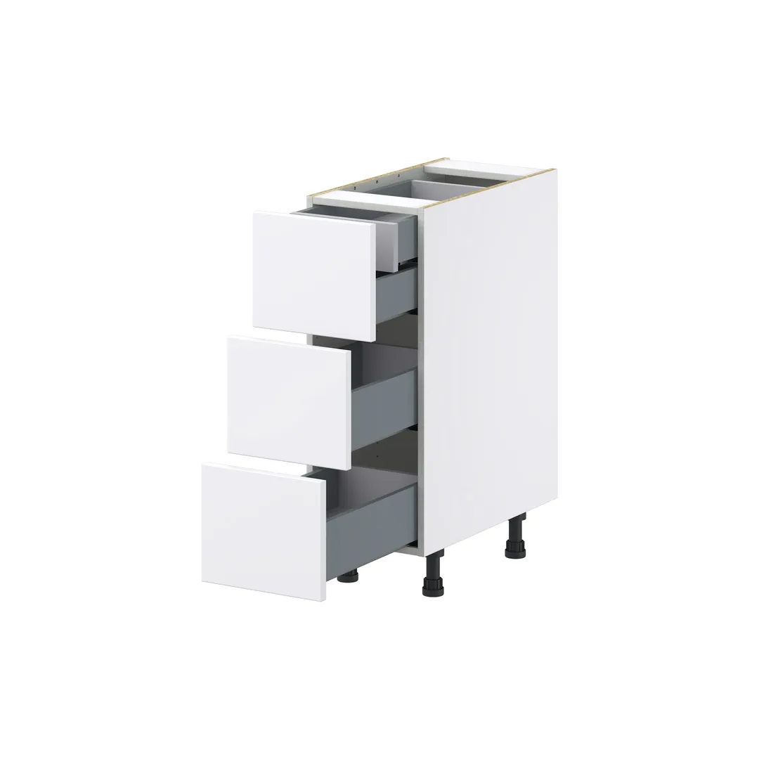 Hugo&Borg Lasalle 12-in W x 34.5-in H x 24-in D Bright White Slab 4-Drawer Base Fully Assembled Cabinet (Flat Panel Style), photo 6 of 13