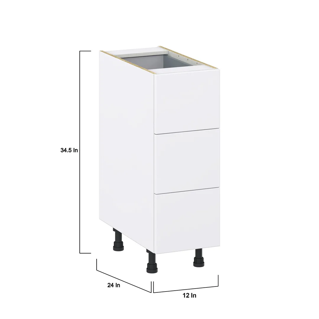 Hugo&Borg Lasalle 12-in W x 34.5-in H x 24-in D Bright White Slab 4-Drawer Base Fully Assembled Cabinet (Flat Panel Style), photo 4 of 13