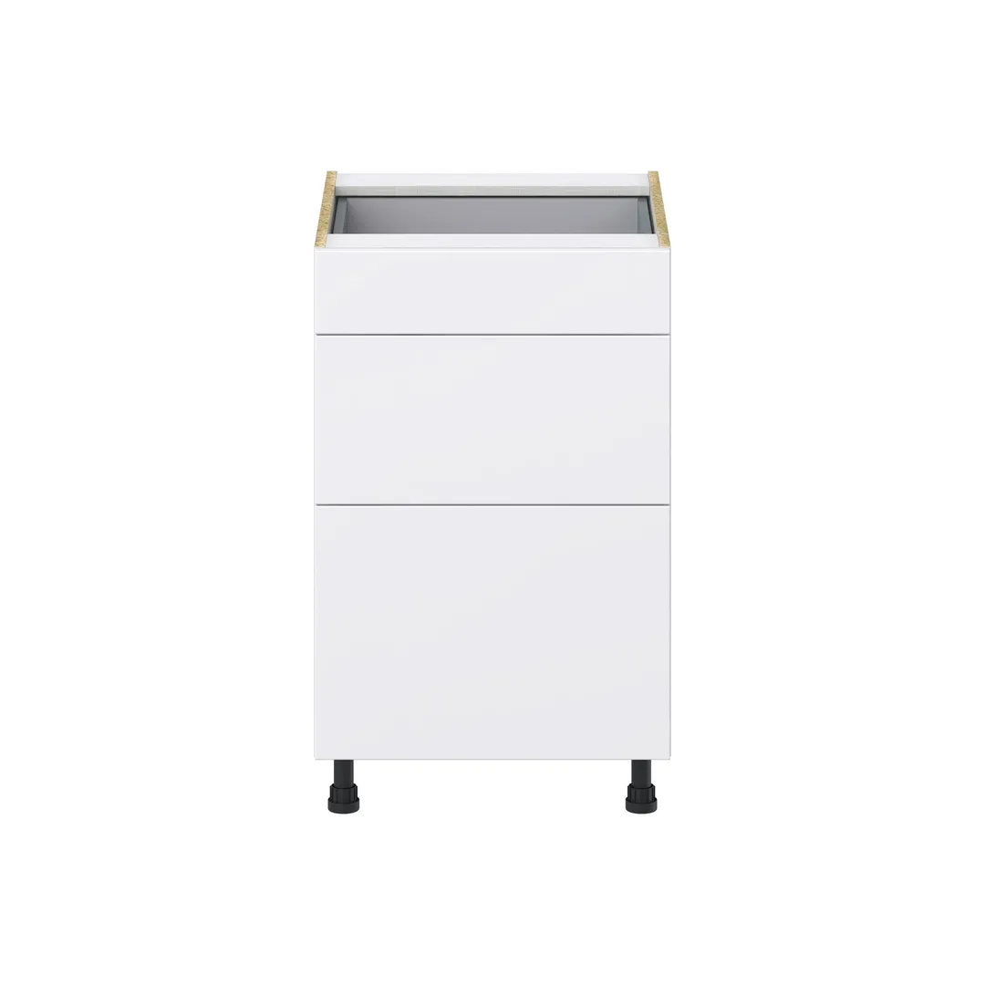 Hugo&Borg Lasalle 21-in W x 34.5-in H x 24-in D Bright White Slab 3-Drawer Base Fully Assembled Cabinet (Flat Panel Style), photo 7 of 13