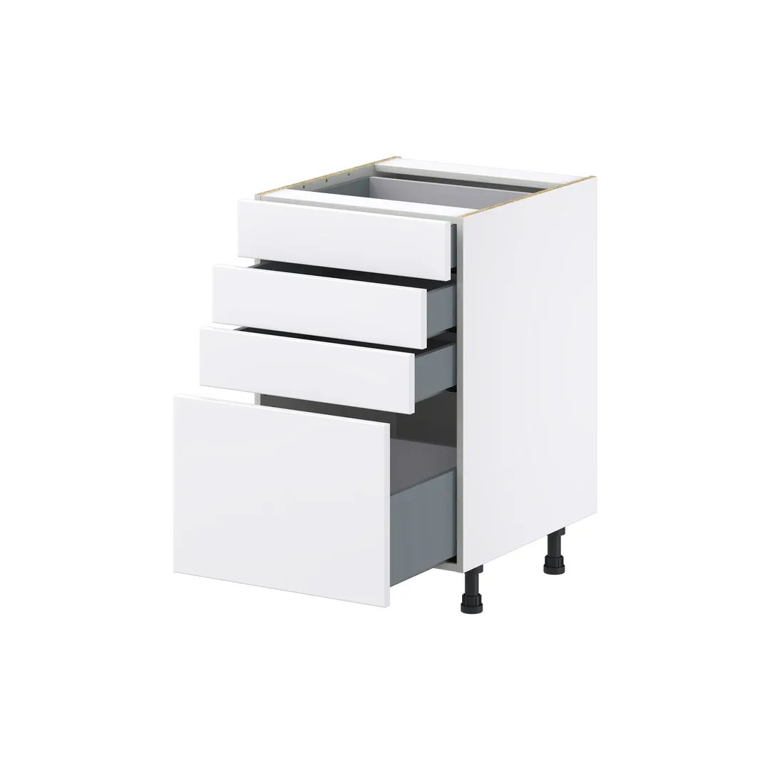 Hugo&Borg Lasalle 21-in W x 34.5-in H x 24-in D Bright White Slab 4-Drawer Base Fully Assembled Cabinet (Flat Panel Style), photo 6 of 13