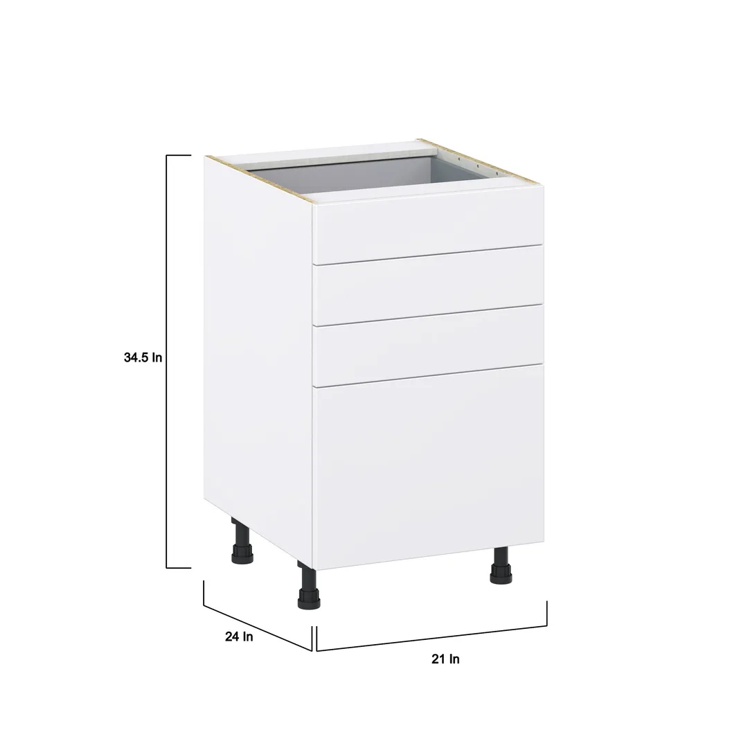 Hugo&Borg Lasalle 21-in W x 34.5-in H x 24-in D Bright White Slab 4-Drawer Base Fully Assembled Cabinet (Flat Panel Style), photo 4 of 13