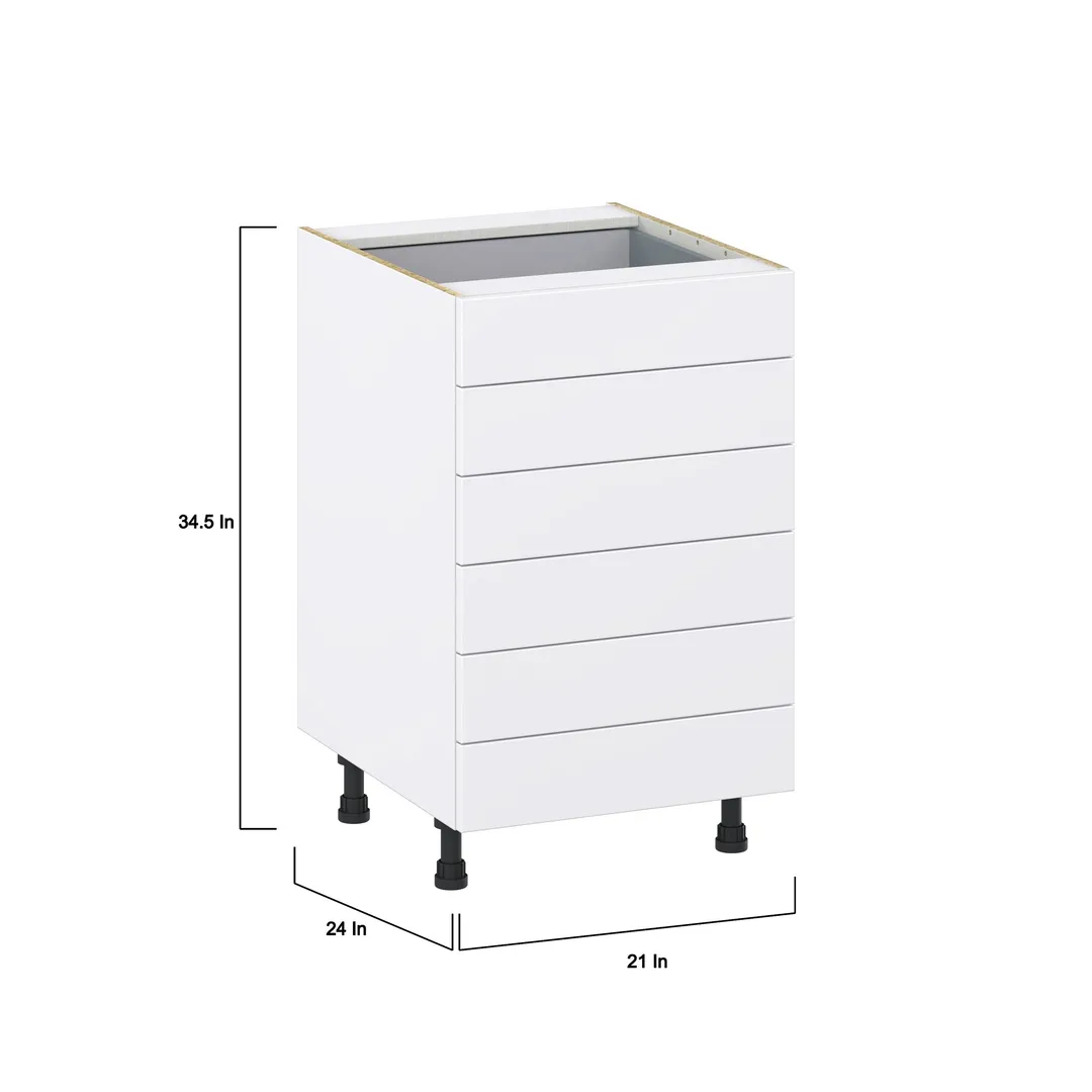 Hugo&Borg Lasalle 21-in W x 34.5-in H x 24-in D Bright White Slab 6-Drawer Base Fully Assembled Cabinet (Flat Panel Style), photo 4 of 13