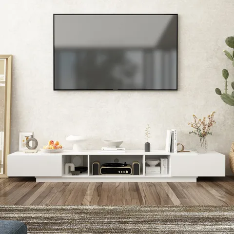 Modern/Contemporary White Tv Cabinet (Accommodates TVs more than 70-in)