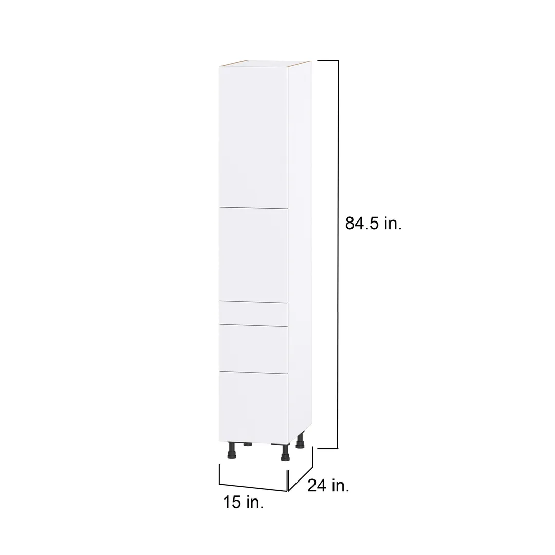 Hugo&Borg Lasalle 15-in W x 84.5-in H x 24-in D Bright White Slab 5-Drawer Pantry Fully Assembled Cabinet (Flat Panel Slab Style), photo 4 of 13