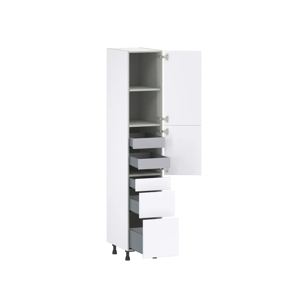 Hugo&Borg Lasalle 15-in W x 84.5-in H x 24-in D Bright White Slab 5-Drawer Pantry Fully Assembled Cabinet (Flat Panel Slab Style), photo 6 of 13