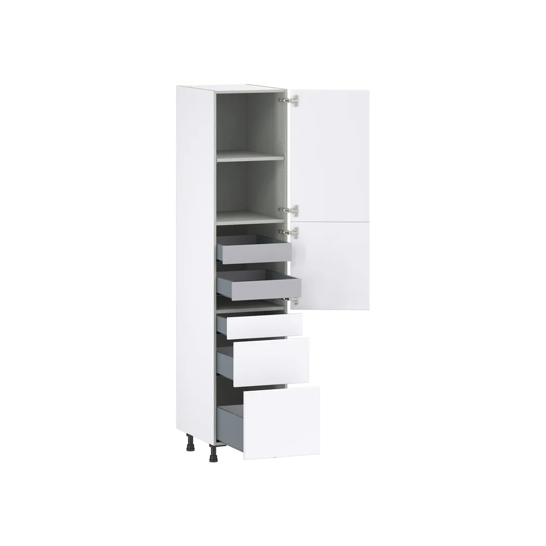 Hugo&Borg Lasalle 18-in W x 84.5-in H x 24-in D Bright White Slab 5-Drawer Pantry Fully Assembled Cabinet (Flat Panel Slab Style), photo 6 of 13