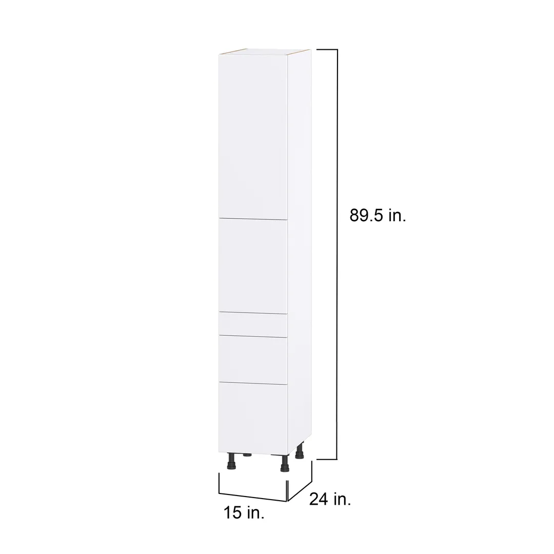 Hugo&Borg Lasalle 15-in W x 89.5-in H x 24-in D Bright White Slab 5-Drawer Pantry Fully Assembled Cabinet (Flat Panel Slab Style), photo 4 of 13