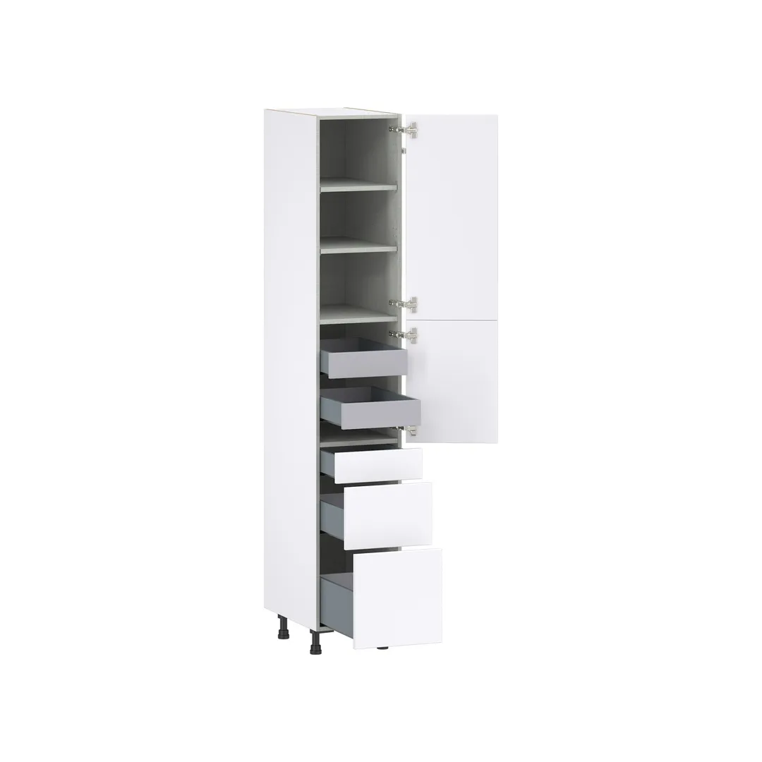 Hugo&Borg Lasalle 15-in W x 89.5-in H x 24-in D Bright White Slab 5-Drawer Pantry Fully Assembled Cabinet (Flat Panel Slab Style), photo 6 of 13