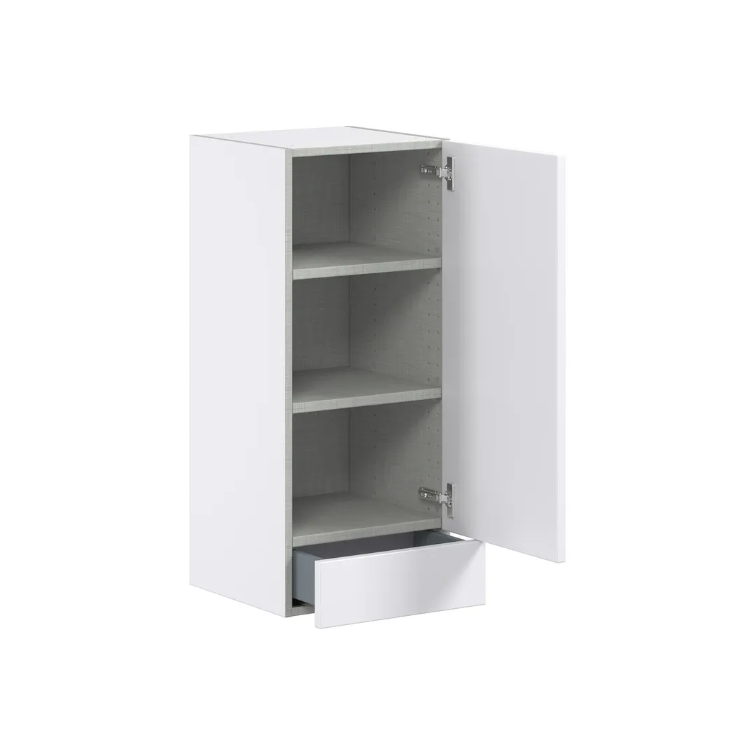 Hugo&Borg Lasalle 15-in W x 35-in H x 14-in D Bright White Slab 1-Drawer Wall Fully Assembled Cabinet (Flat Panel Slab Style), photo 6 of 13