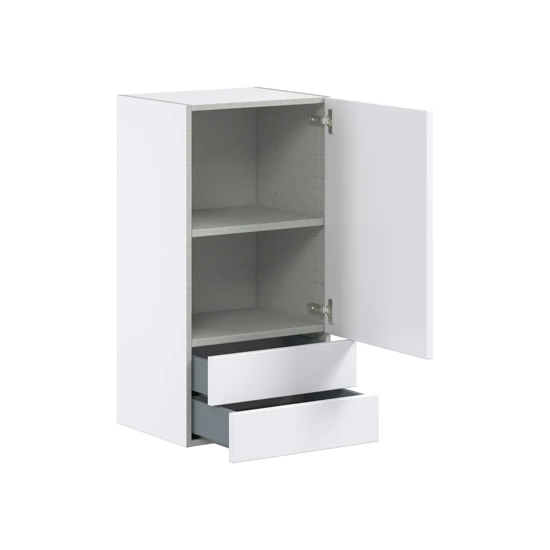 Hugo&Borg Lasalle 18-in W x 35-in H x 14-in D Bright White Slab 2-Drawers Wall Fully Assembled Cabinet (Flat Panel Slab Style), photo 6 of 13