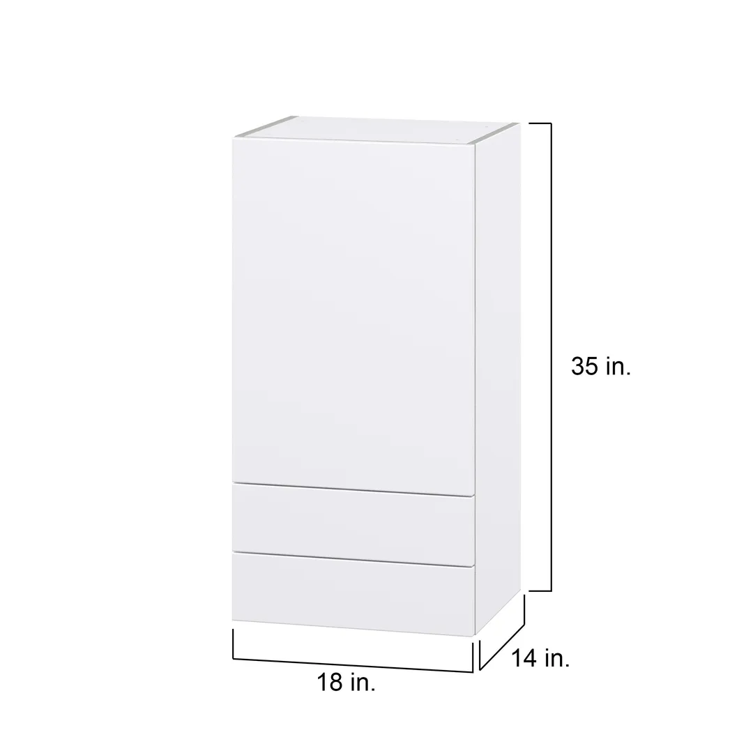 Hugo&Borg Lasalle 18-in W x 35-in H x 14-in D Bright White Slab 2-Drawers Wall Fully Assembled Cabinet (Flat Panel Slab Style), photo 4 of 13