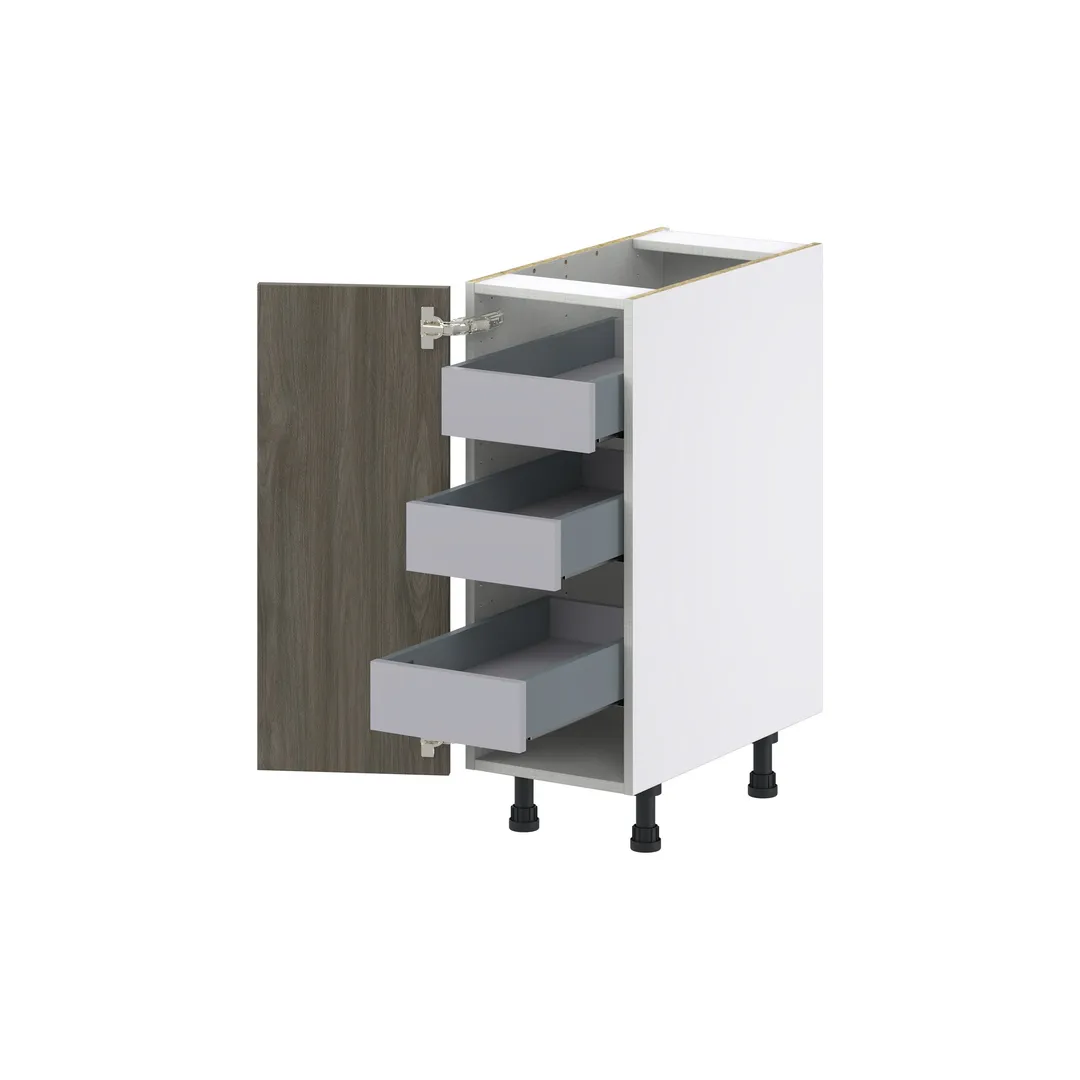 Hugo&Borg Savane 12-in W x 34.5-in H x 24-in D Textmel 3-Drawers Base Fully Assembled Cabinet (Flat Panel Slab Style), photo 6 of 9