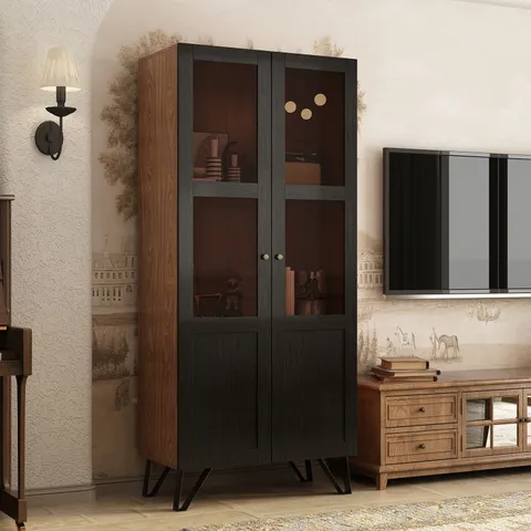 Contemporary/Modern Black China Cabinet