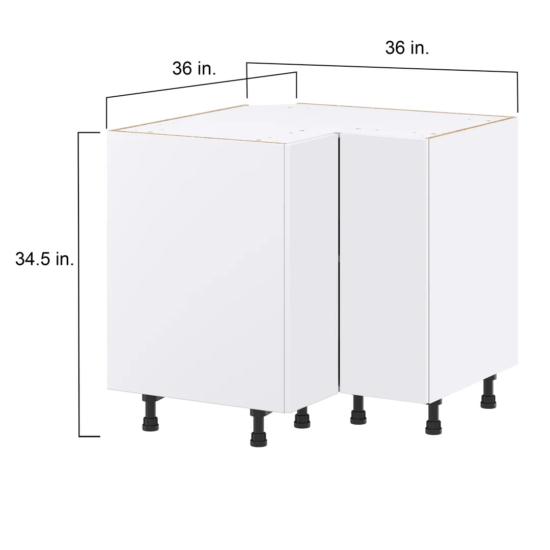 Hugo&Borg Lasalle 36-in W x 34.5-in H x 36-in D Bright White Slab Lazy Susan Corner Base Fully Assembled Cabinet (Flat Panel Slab Style), photo 4 of 13