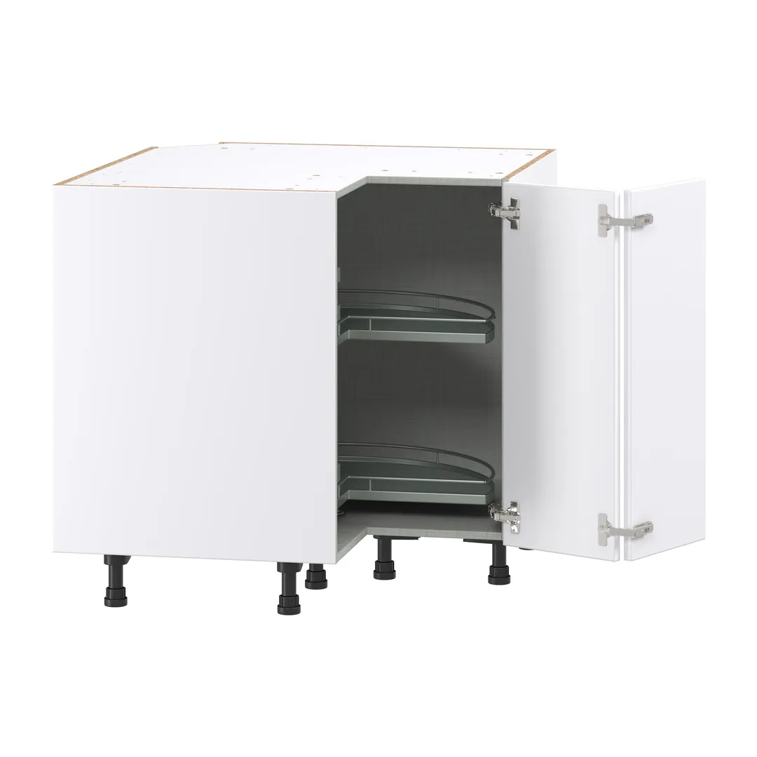 Hugo&Borg Lasalle 36-in W x 34.5-in H x 36-in D Bright White Slab Lazy Susan Corner Base Fully Assembled Cabinet (Flat Panel Slab Style), photo 6 of 13
