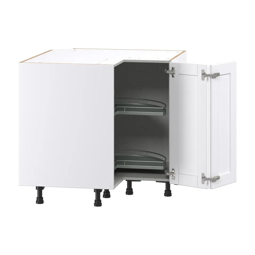 Hugo&Borg Rosemont 36-in W x 34.5-in H x 36-in D Glacier White Lazy Susan Corner Base Fully Assembled Cabinet (Recessed Panel Shaker Style), photo 6 of 14