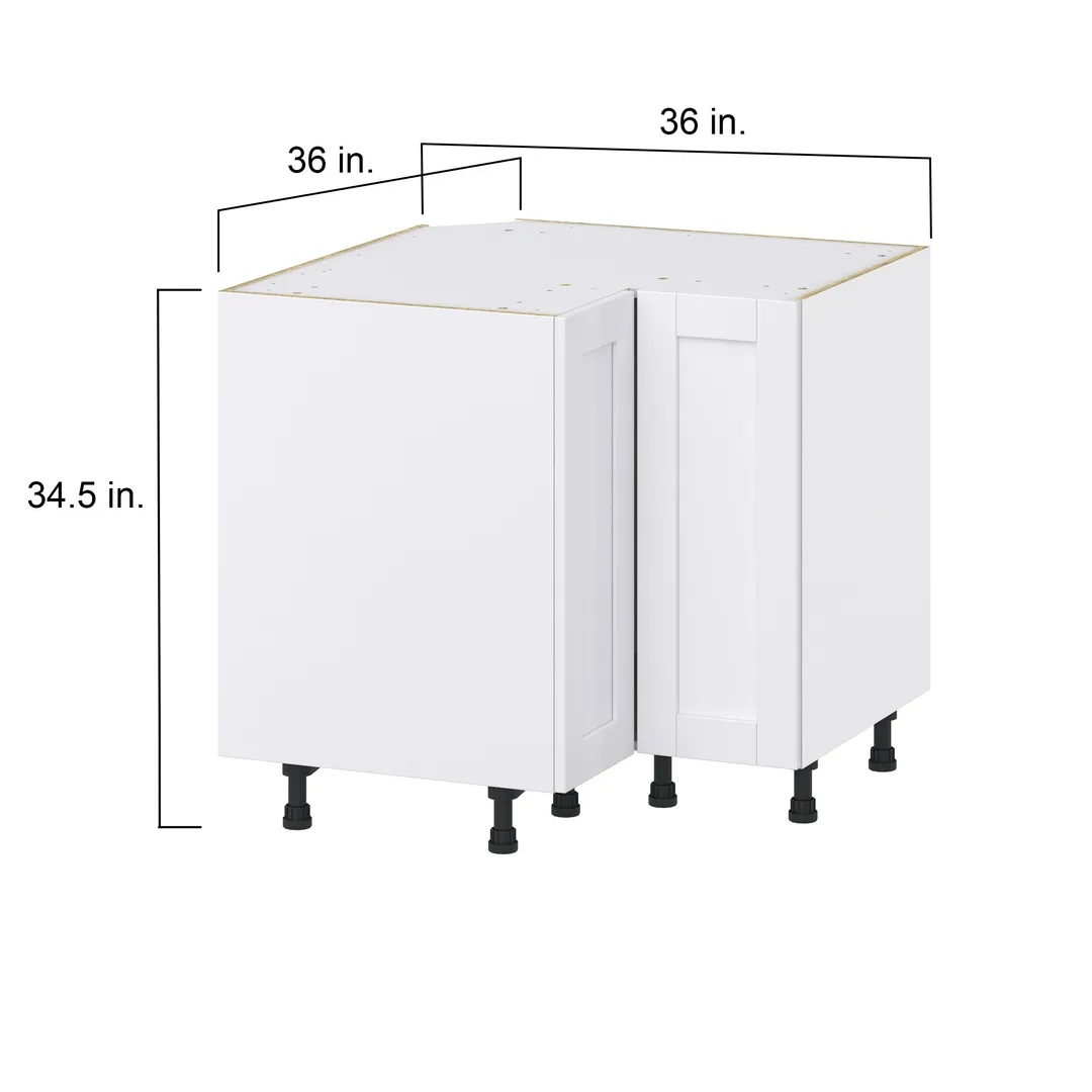 Hugo&Borg Rosemont 36-in W x 34.5-in H x 36-in D Glacier White Lazy Susan Corner Base Fully Assembled Cabinet (Recessed Panel Shaker Style), photo 4 of 14