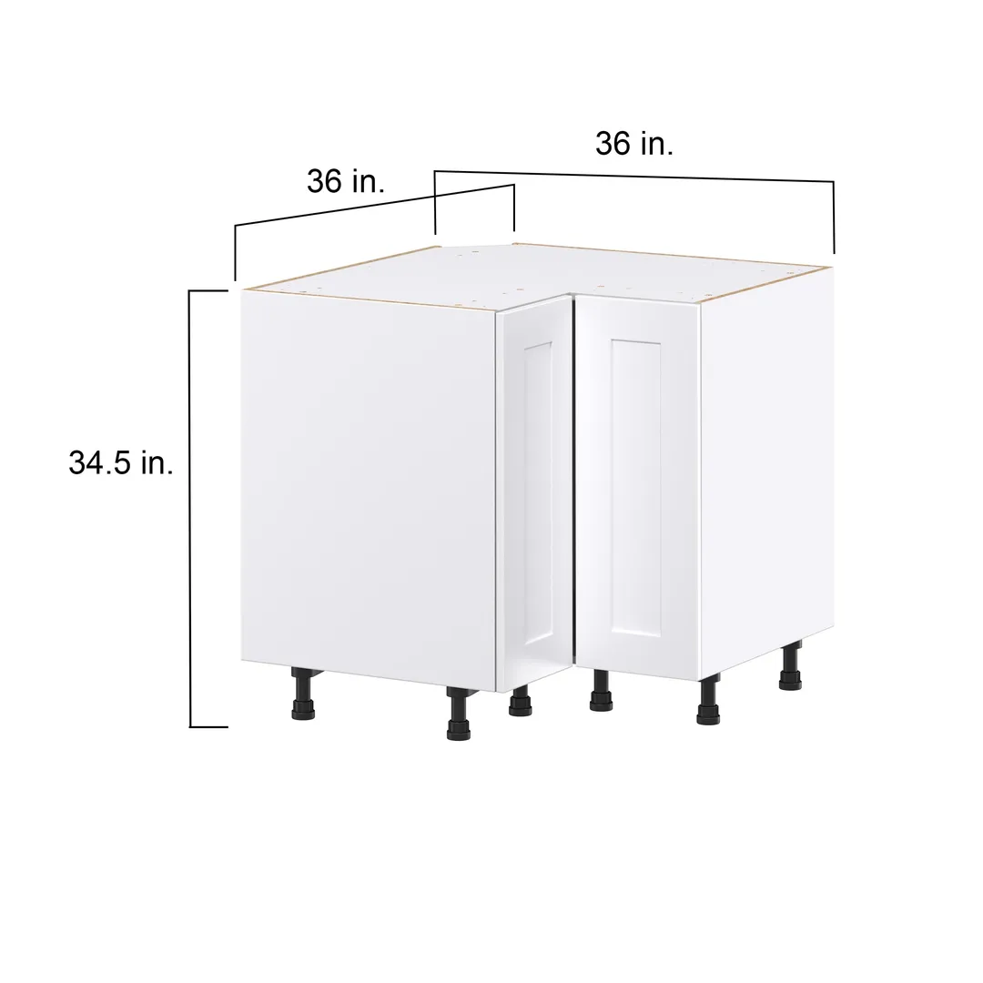 Hugo&Borg Jolie 36-in W x 34.5-in H x 36-in D Warm White Lazy Susan Corner Base Fully Assembled Cabinet (Recessed Panel Shaker Style), photo 4 of 16